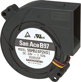 9BMB24S201, San Ace B97 Series Blower, 24 V dc, 43.1cfm, DC Operation, 97 x 97 x 33mm