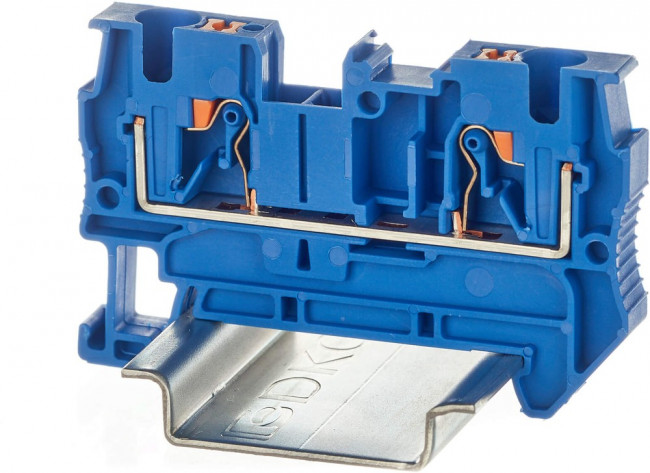 VPR-4-BU, Клемма проходная , зажим push-in, 2 точки подключения, 4 кв.мм, синяя