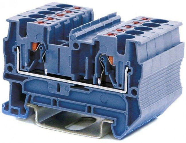 VPR-4-BU, Клемма проходная , зажим push-in, 2 точки подключения, 4 кв.мм, синяя