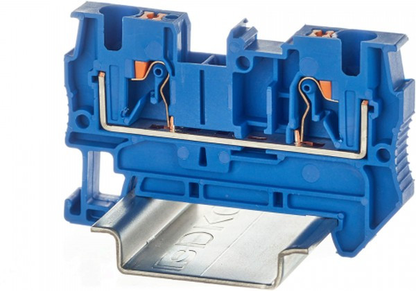 VPR-4-BU, Клемма проходная , зажим push-in, 2 точки подключения, 4 кв.мм, синяя