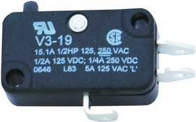 V3-15, MICROSWITCH PIN PLUNGER SPDT 15.1A 250V