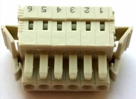 734-106/037-000 Розетка, 6 контактов, шаг 3,5 мм, цвет светло-серый, Wago 734-106/037-047 734-106/037-000 Розетка, 6 контактов, шаг 3,5 мм, цвет светло-серый, Wago 734-106/037-047