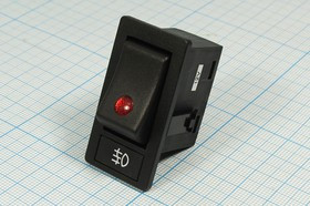 Кнопка противотуманной фары с красной подсветкой 12В/20А; №10232 ПклА/М\12\20\ON-OFF\\\ ILСДкр\\3T\\Пр/туман/фара