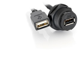 Straight, Panel Mount, Socket Type A 2.0 IP67 Type A USB Connector