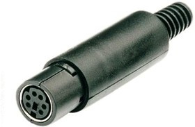KLS1-294-F-06-B, Разъем mini DIN гнездо 6pin пластик на кабель