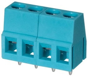 TB004-508-04BE, Fixed Terminal Blocks Terminal block, screw type, 5.08 , horizontal, 4 poles, CUI Blue, slotted screw, PCB mount