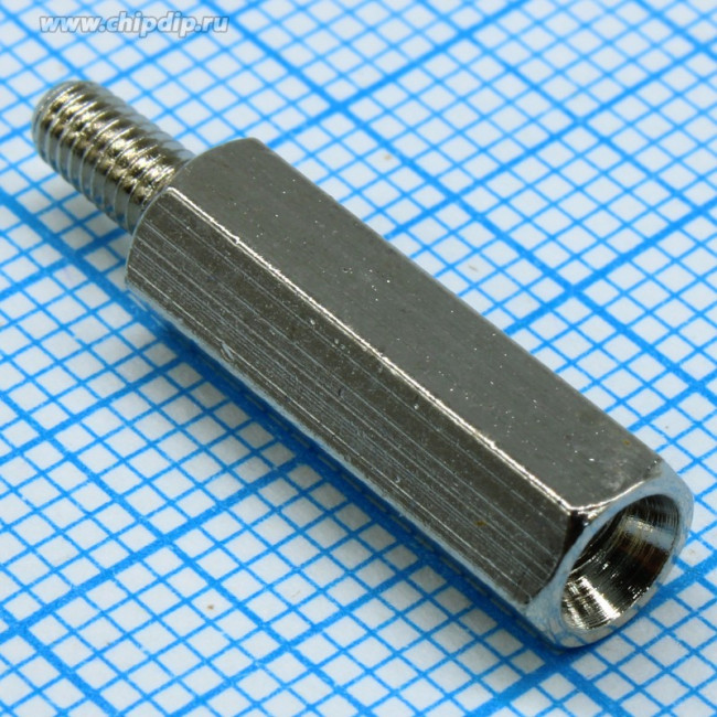 PCHSN-17 (Ni), Стойка для печатных плат, шестигр., латунь, М3, 17мм, никелированные