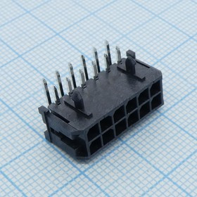 430451200, (MF3-2x06MRA), Прямоугольный разъем, Серия Micro-Fit 3.0 43045, 12 контакт(-ов), Штыревой Разъем, 3 мм