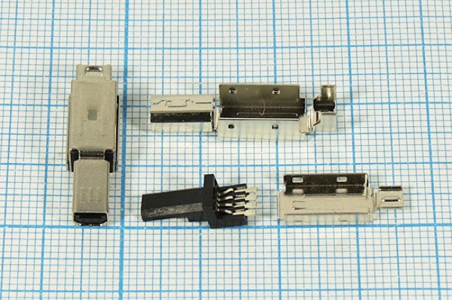Штекер mini USB, Тип B, 4 контакта, на кабель; №9235 штек miniUSB \B\4C\каб\\\ Штекер mini USB, Тип B, 4 контакта, на кабель; №9235 штек miniUSB \B\4C\каб\\\
