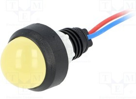 LY-D20-12AC/DC, Индикат.лампа: LED, выпуклый, 12ВDC, 12ВAC, Отв: d13мм, IP40
