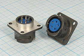 Разъем (быстроразъемный) Q18K5A розетка, контакты 5HP, монтаж на блок, фланец 4 отверстия