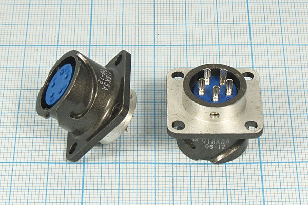 Разъем (быстроразъемный) Q18K5A розетка, контакты 5HP, монтаж на блок, фланец 4 отверстия