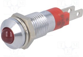 SMQD08012, Индикат.лампа: LED, выпуклый, 12-14ВDC, Отв: d8,2мм, IP40, металл