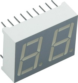 DC56-11GWA, Индикатор зеленый, 14.2мм 2х7, 10.5мКд общий катод