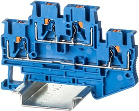 Клемма двухуровневая зажим push-in 4 точки подключения 2.5кв.мм син. DKC VPRTT-2.5-BU