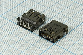 Разъем USB розетка revers, тип A 3.0, контакты на плату, USBA-SA1 3.0 REV