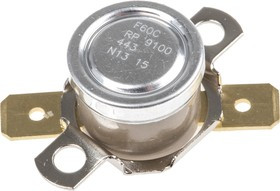 2455RP 9100-443 F60C, Bi-Metallic Thermostat, Opens at +45°C, Closes at +60°C, +186°C Max, NO, Automatic Reset