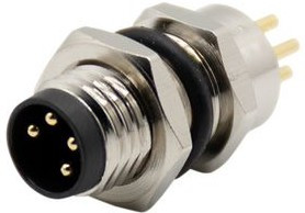 RND 205-01133, Circular Connector, M8, Plug, Straight, Poles - 4, Solder, Panel Mount