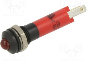 19041353, Индикат.лампа: LED; выпуклый; красный; 24ВDC; O8мм; металл