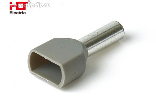 084-04-64, Наконечник штыревой втулочный изолированный (двойной) Ншви(2) 4012 серый (уп./100 шт) HLT