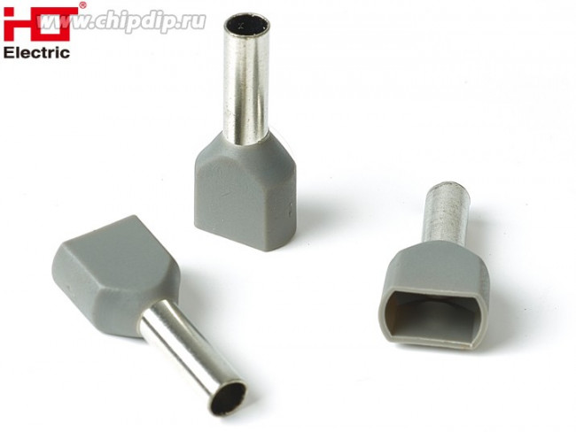 084-04-64, Наконечник штыревой втулочный изолированный (двойной) Ншви(2) 4012 серый (уп./100 шт) HLT