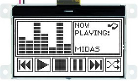 MCCOG128064C6WD-FPTLW, Графический ЖК-дисплей, 128 x 64, Черный на Белом, 3В, Параллельный, Английский, Японский