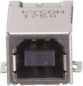 KUSBX-SMTBS1NB30TR, USB Connectors B TYPE SMT RCPT T&amp;R BLACK 30u GOLD