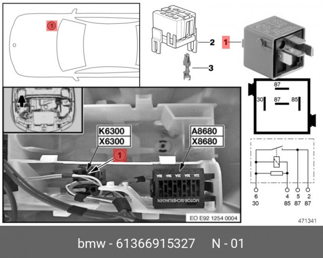 61 36 6 915 327, 61366915327_реле!\ BMW E81/E82/E87/E88/ F20/F30/E36/E46