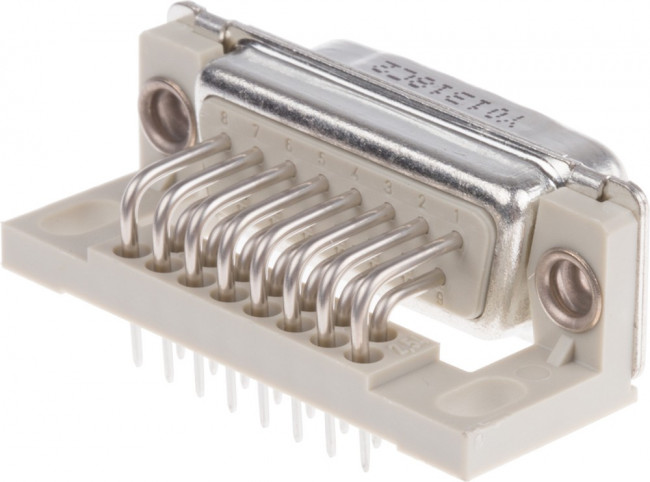 023167, TMC 15 Way Right Angle Through Hole D-sub Connector Plug, 2.84mm Pitch, with Guide Frame