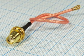 Высокочастотный переходник гнездо SMA на гнездо UFL угловое, кабель 0.4 м; №4488 F шнур гн SMA пан-гн UFL угл\0,40м\Au/мет\\