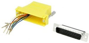 DA25-PMJ8-Y-K, D-sub Adapter Male 25 Way D-Sub to Female RJ45