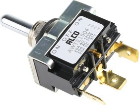 AWTE1504, Locking Toggle Lever Switch, Panel Mount, On-Off-On, SPDT, Tab Terminal AWTE1504, Locking Toggle Lever Switch, Panel Mount, On-Off-On, SPDT, Tab Terminal