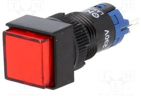 V12F-11-230R, Переключатель: кнопочный, Пол: 2, SPDT, 0,5A/250ВAC, 1A/24ВDC, IP40