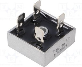 MB2505, Диодный мост: однофазный, Urmax: 50В, If: 25А, Ifsm: 400А, MB-25, THT