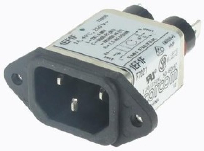 1EF1F, Power Entry Module 50Hz/60Hz 1A 250VAC Quick Connect Panel Mount