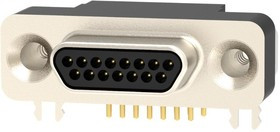 581-M15-113L461, Разъем D Sub, Micro D, Штекер, 581 M Series, 15 контакт(-ов), Пайка