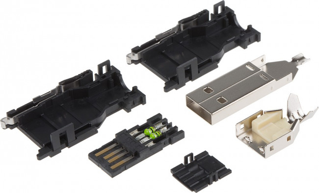 1827525-1, Conn USB Type A PL 4 POS Solder ST Cable Mount 4 Terminal 1 Port Box