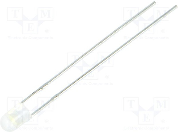 LL-304WM2P-W2-1MF, LED; 3mm; white cold; 2200?3800mcd; 30°; Front: convex; 2.8?3.8V