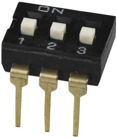 DS04-254-2L-03BK, DIP Switches / SIP Switches DIP Switch, SPST, 2.54 pitch, flat actuator, long pin, 3 position, Black