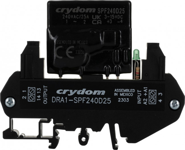 DRA1-SPF240D25, Solid State Relays - Industrial Mount DIN Mt 280 VAC/8A out 3-15 VDC input DRA1-SPF240D25, Solid State Relays - Industrial Mount DIN Mt 280 VAC/8A out 3-15 VDC input