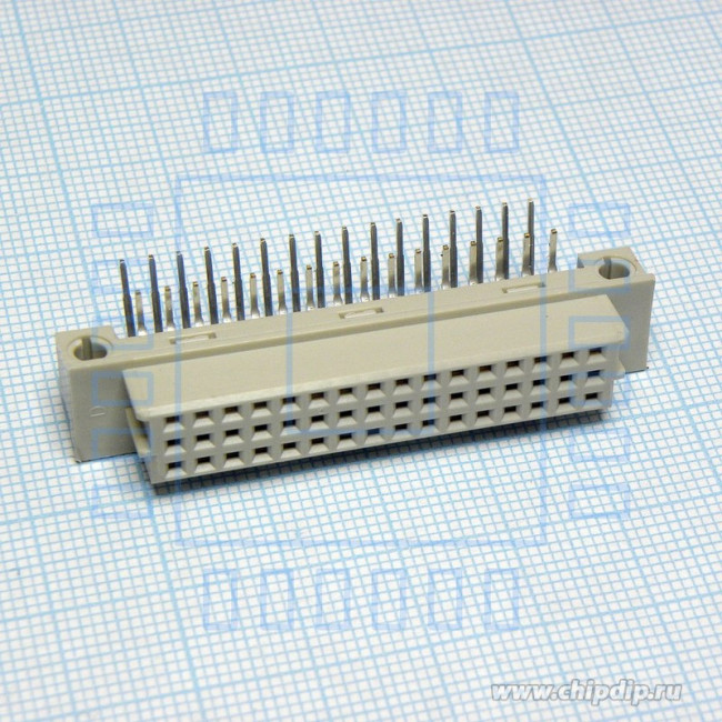 DS1119-48F0R23, (DIN 3X16 32FR 2.54mm), Разъем (розетка) DIN 41612 тип C 48pin (3х16), шаг 2.54мм трехрядный угловой (ряд АС)