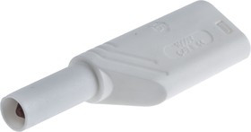 934099107, White Male Banana Plug, 4 mm Connector, Screw Termination, 24A, 1000V ac/dc, Nickel