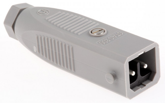 STAS 200, Прямоугольный разъем питания, кабель, 3 контакт(-ов), Монтаж на Кабель, Винт, Штекер