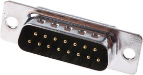 15 Way Through Hole D-sub Connector Plug, 2.77mm Pitch