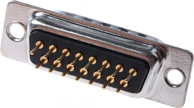 15 Way Through Hole D-sub Connector Plug, 2.77mm Pitch