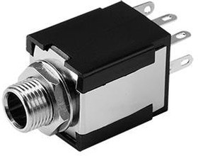 SJ-63013G, Phone Connectors audio jack, 6.35 mm, vertical, 3 conductor, panel, 1 switch, w/nut