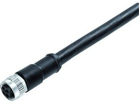 77 0690 0000 50704-0500, Cordset, M12 Socket - Bare End, 4 Conductors, 5m, IP68, Black