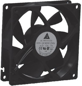 QFR0824SH-DT50, DC Fans Tubeaxial Fan, 80x25.4mm, 24VDC, Ball, 3-Lead Wires, Lock Rotor Sensor, Tach