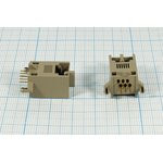 Гнездо телефонное 6P6C, 6P, на плату/угловое, T9-6P6C[RJ-12]