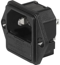 6200.2100, Un-Filtered IEC Power Entry Module, IEC C14, General Purpose, 10 А, 250 В AC, 1-Pole Fuse Holder
